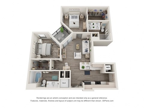 2 bed 2 bath floor plan Y at Elevate Apartments, Madison, Wisconsin